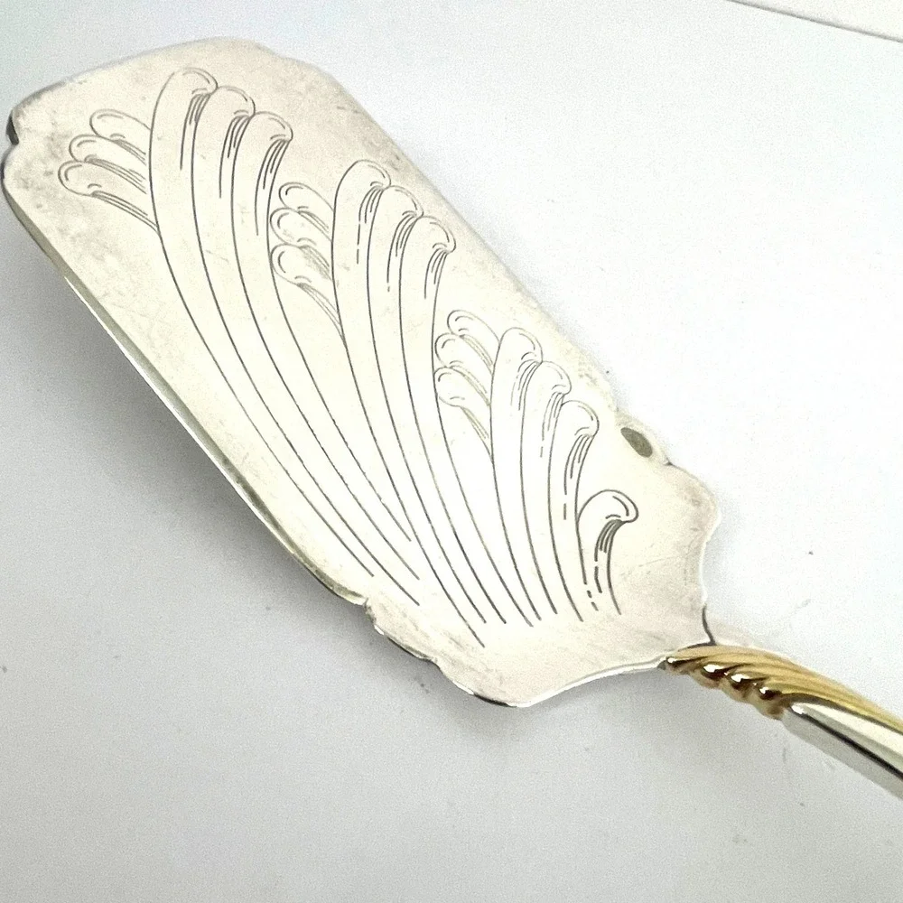 Vintage Lenox Silverplate Lasagna spatula Cake Server Gold Accent Italy Engraved